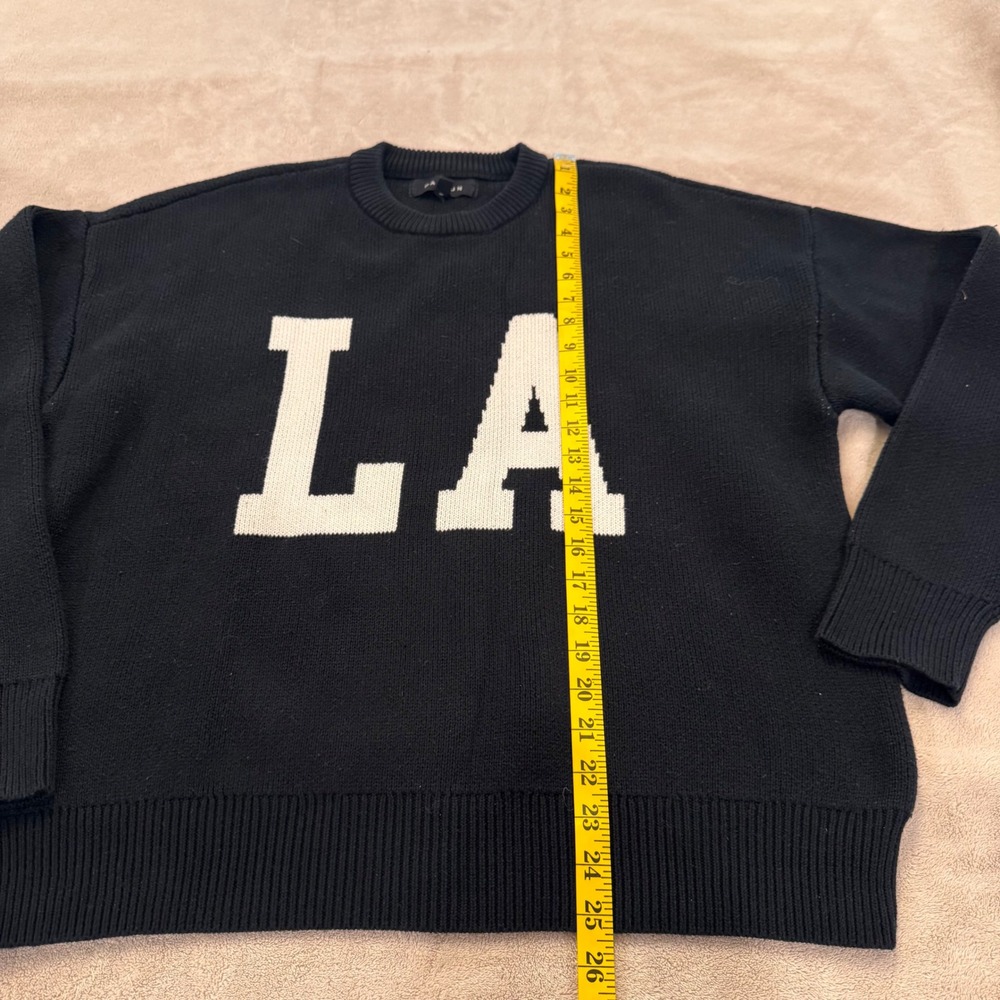 PacSun LA Oversized Crewneck Sweater Black Streetwear Retro Chic Minimalist Sz M - Picture 7 of 9